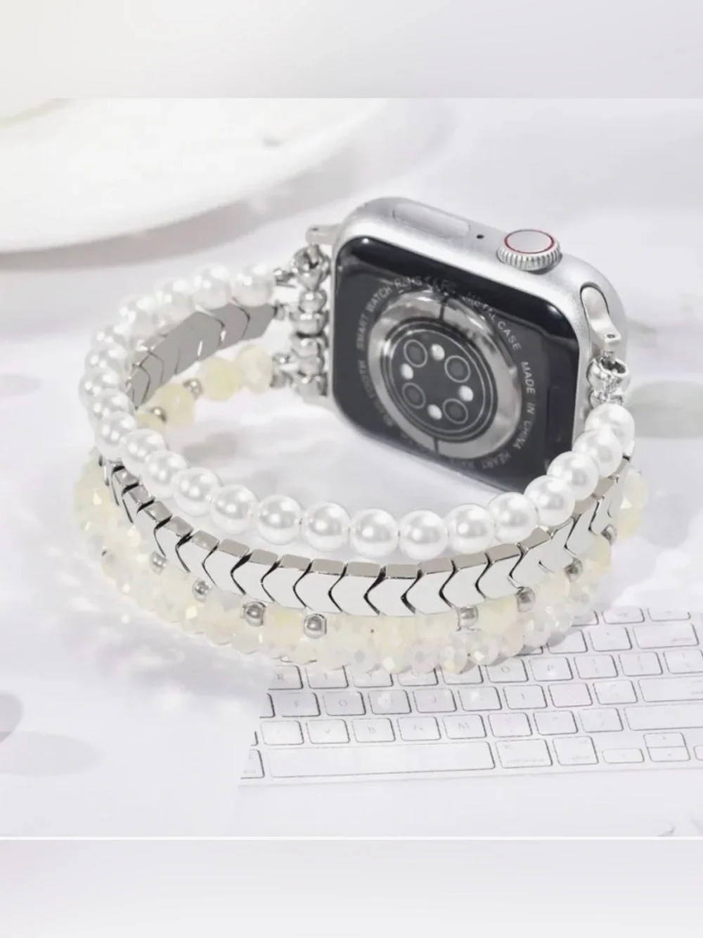 MOFREE Beaded Bracelet Compatible with Apple Watch Band 38mm/40mm/41mm/42mm,